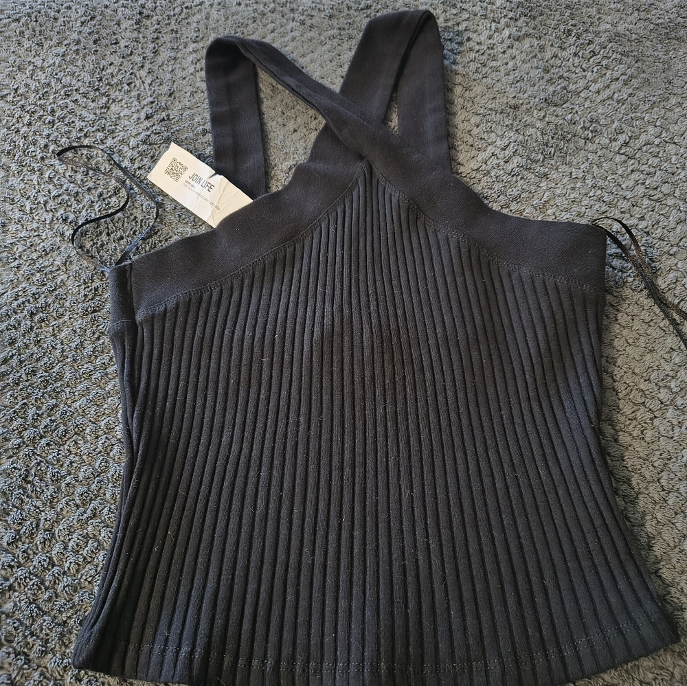 Zara: Ladies Black Ribbed Camisole , Size Medium. Nwts $18